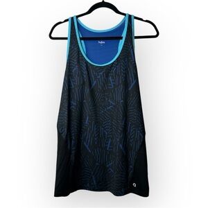Hyba Black and Blue Racer Back Tank L